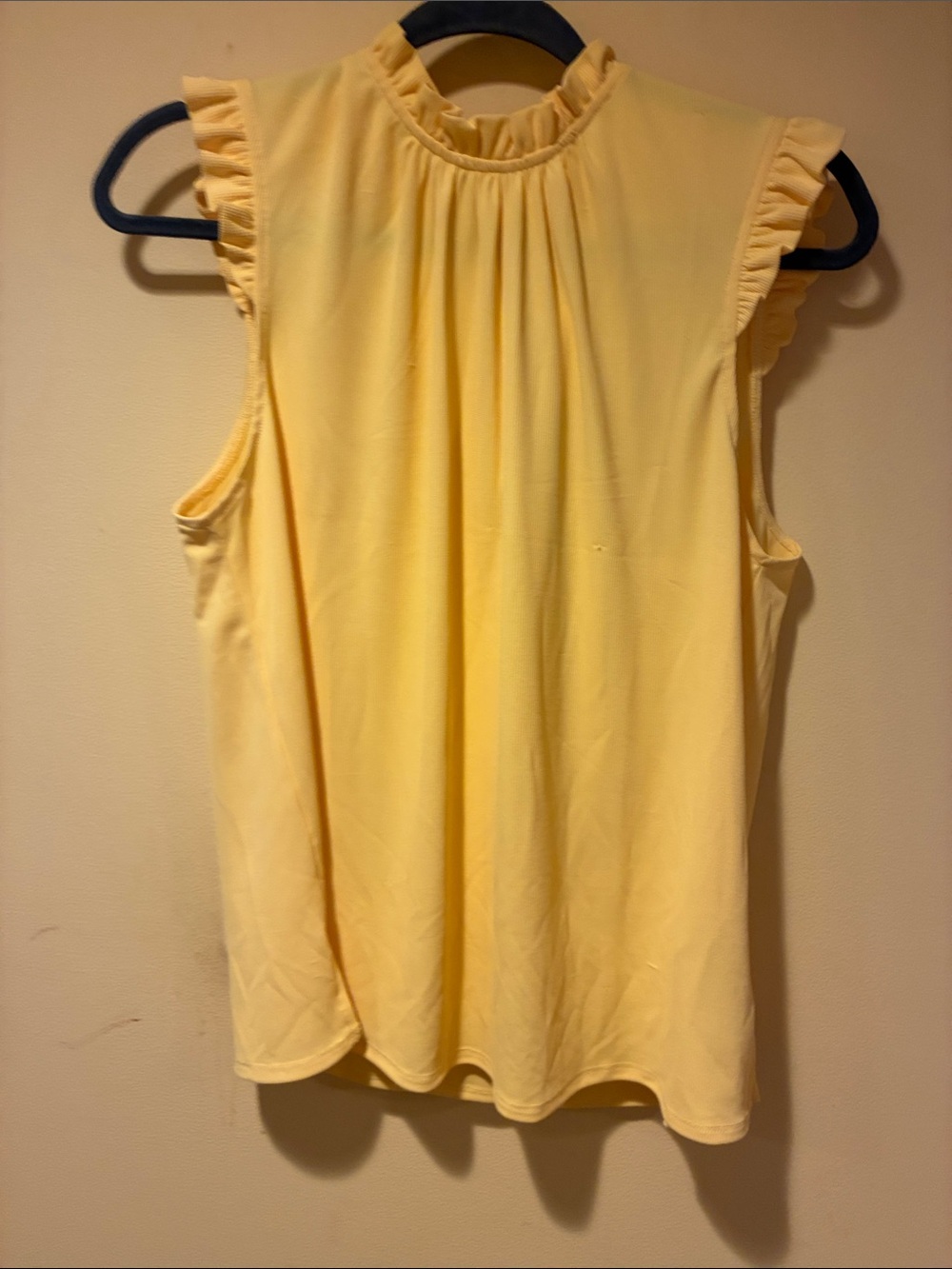 Adrianna Papell Lemon Ruffle Mock Neck Sleeveless Blouse